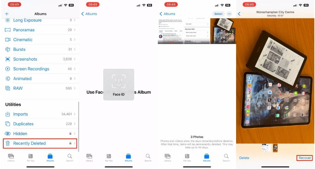 拖市镇苹果14维修分享 iPhone14 上恢复已删除的照片 