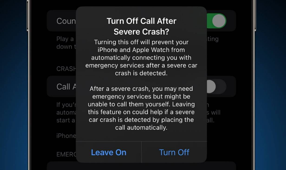 拖市镇苹果14维修分享 iPhone 14 和 Apple Watch 上关闭崩溃检测 