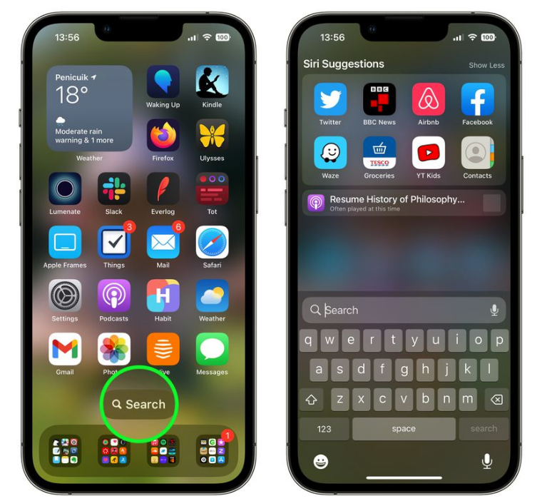 拖市镇苹果手机维修分享升级到 iOS 16 后，如何删除主屏幕上的搜索按钮 