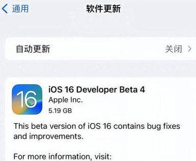 拖市镇苹果手机维修分享iOS16 Beta4 更新内容及升级建议 